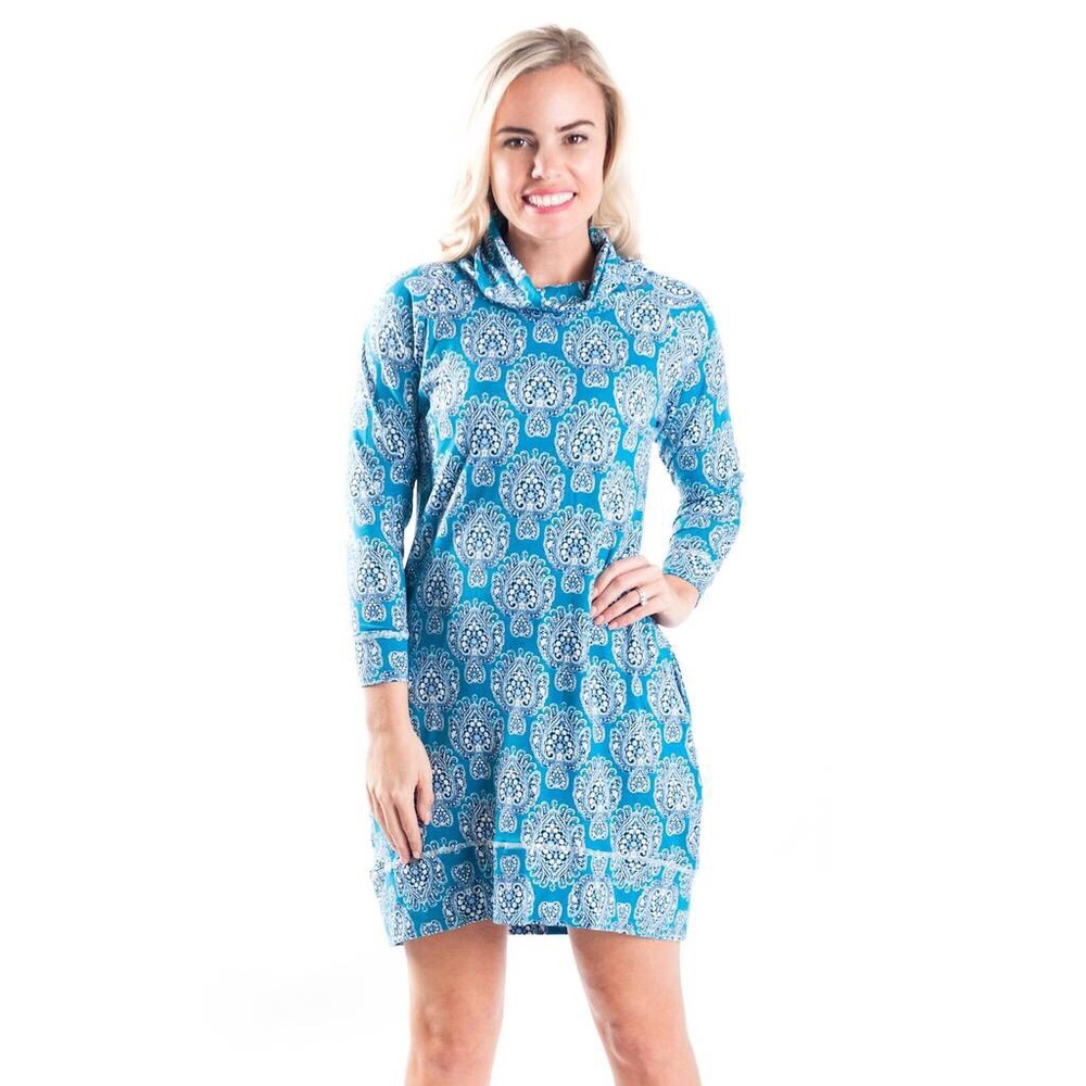 Cowl Neck Jersey Dress - Charm print
